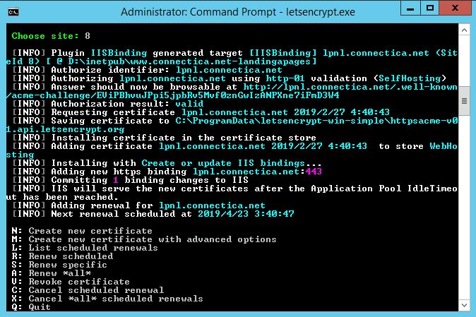 Let's Encrypt in azione: richiesta ed installazione del certificato nell'archivio di IIS
